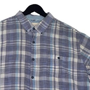 Weatherproof Vintage Mens XL Blue on Blue Plaid Short-Sleeve Cotton‎ Camp Shirt